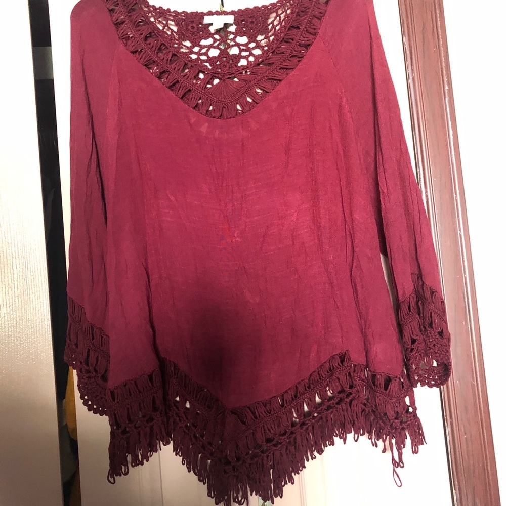 Burgundy long sleeve shirt